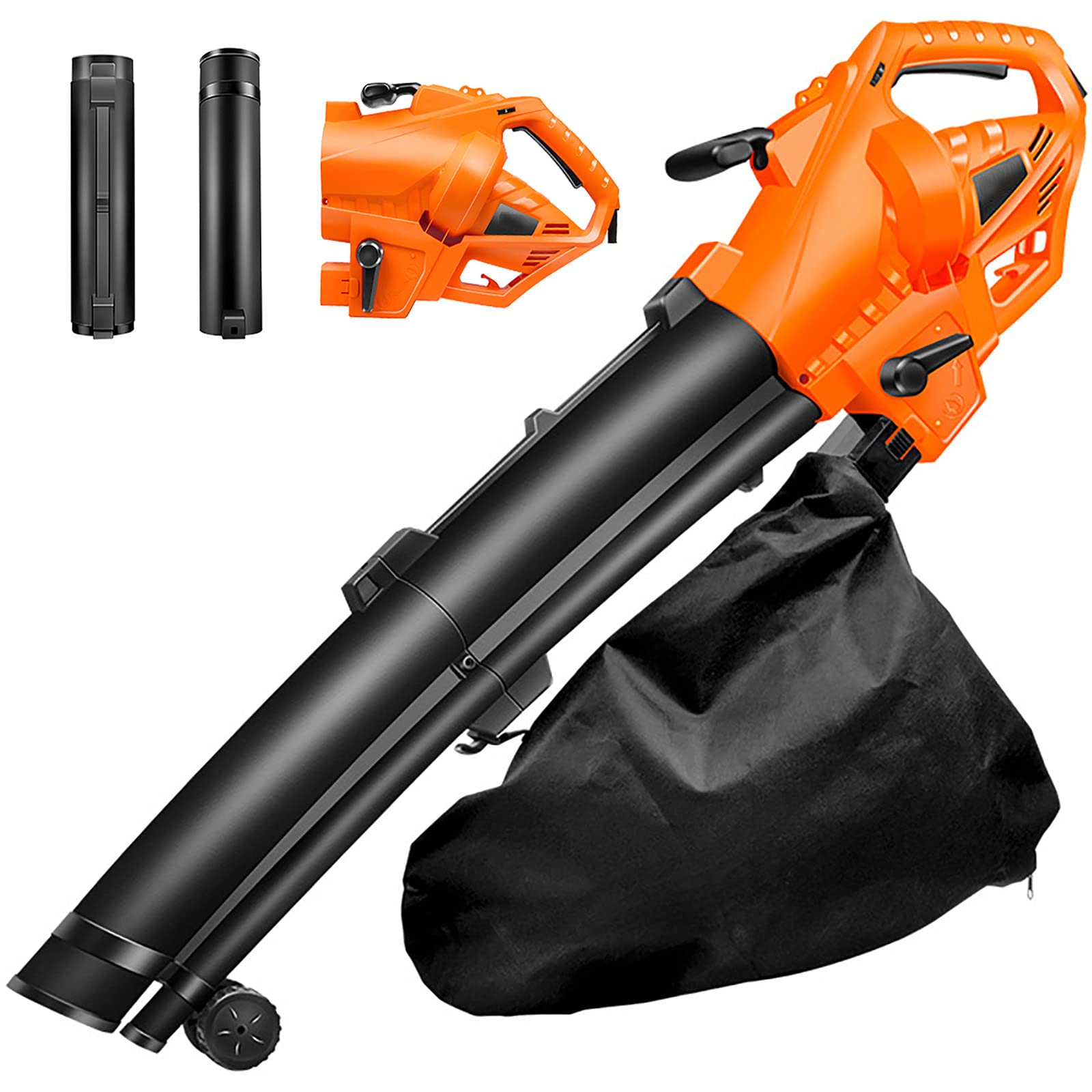 Powerful Leaf Blower, 3 In 1 (Leaf Blower + Vacuum Cleaner + Leaf Shredder) Garden Blower, 6-Speed Adjustment, 10:1 Powder Ratio, With 35L Collection Bag, 270 Km/H Electric Garden Duster,30M