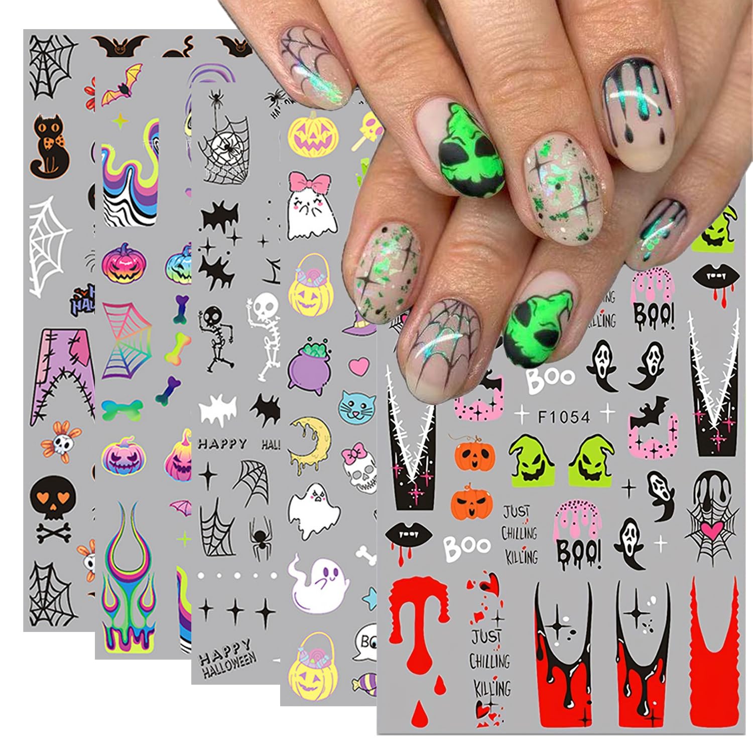 Halloween Nail Stickers - Cute Ghosts & Pumpkins -10