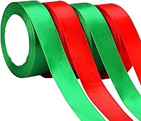 Vista 24 de DECYOOL - Cinta de Navidad, 4 rollos de 100 yardas de cintas navideñas para envolver regalos (0.6 in de ancho, rojo, verde, dorado y plateado)