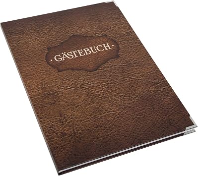 Logbuch-Verlag Vintage Guest Book Brown Leather Look A4 Rustic Guest Book for Registration Wedding Birthday Holiday Home