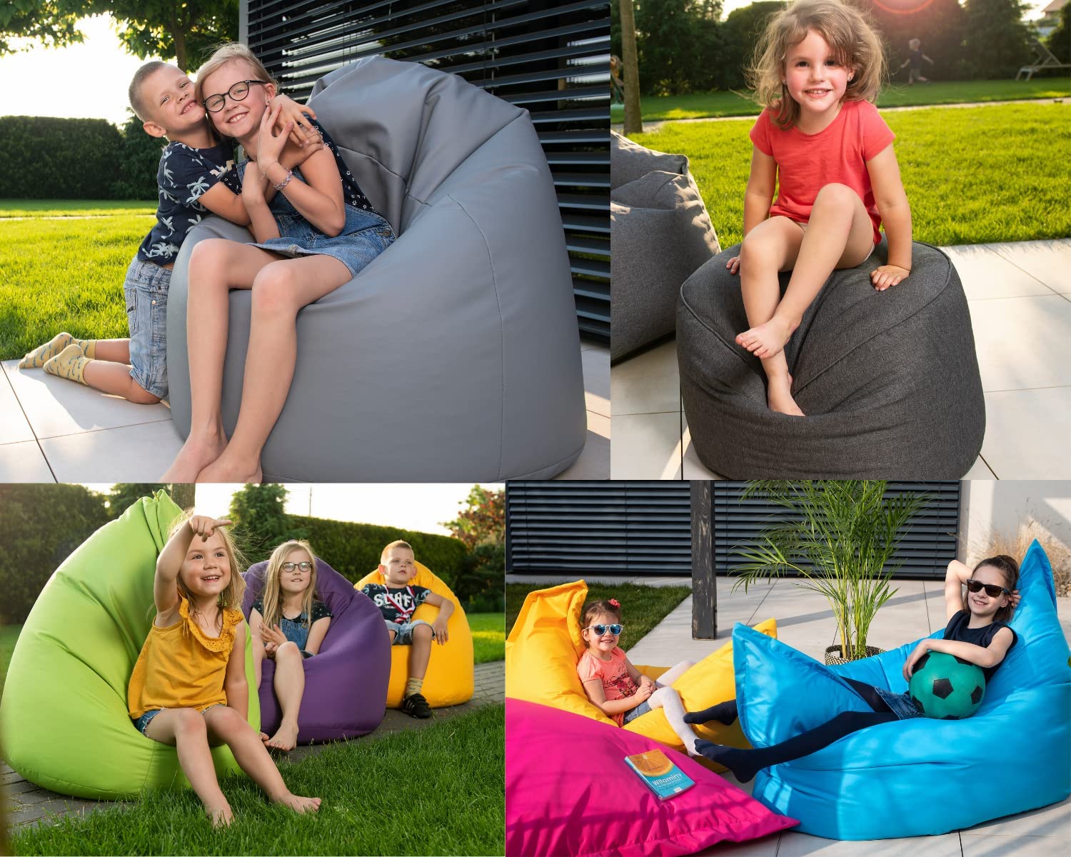 Haus & Garten Chilly pilley Pouf Coussin De Sol Impermeable Intérieur Extérieur pour Enfants Et Adultes Plusieurs Couleurs Et Tailles Au Choix (65x95, Noir)