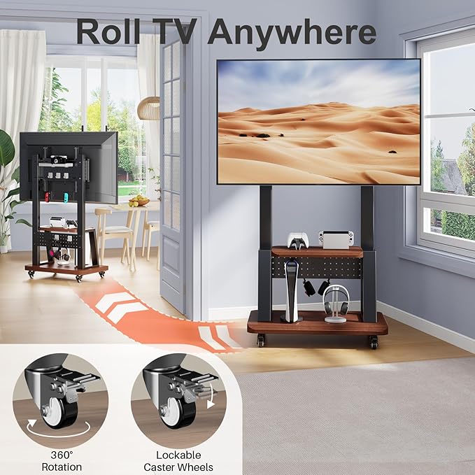 Carrito móvil para TV con soporte de piso para pantallas de 32 a 80 pulgadas miniatura 3