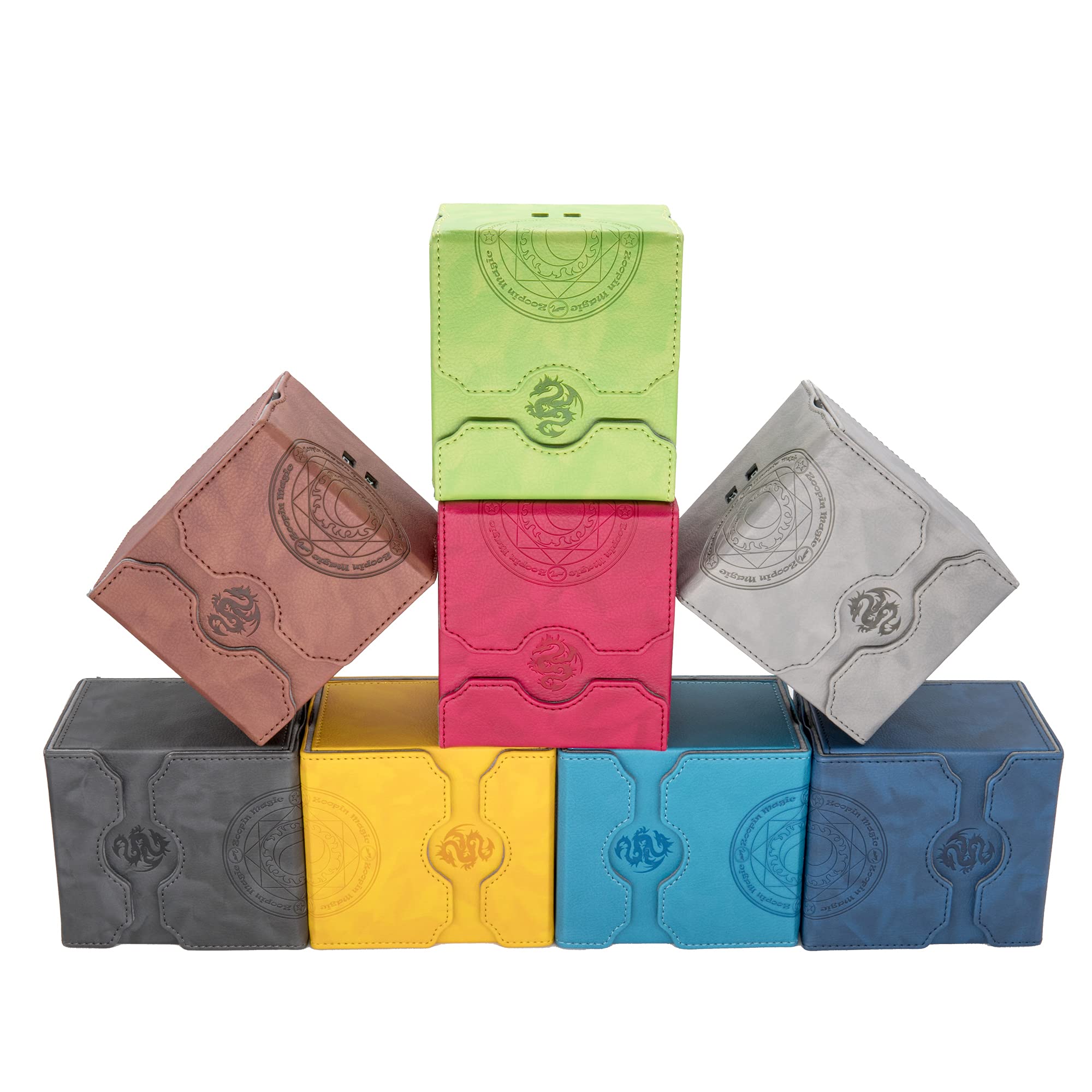 Amazon.com: Zoopin Leather Deck Box with Built-in Spinning Life Counter,  Yellow for MTG,Yugioh,Pokeman,TES Legacy,Munchkins CCG Decks and Also Small  Tokens or Dice- Hold 100 Sleeved Cards or 150 Naked Cards … :