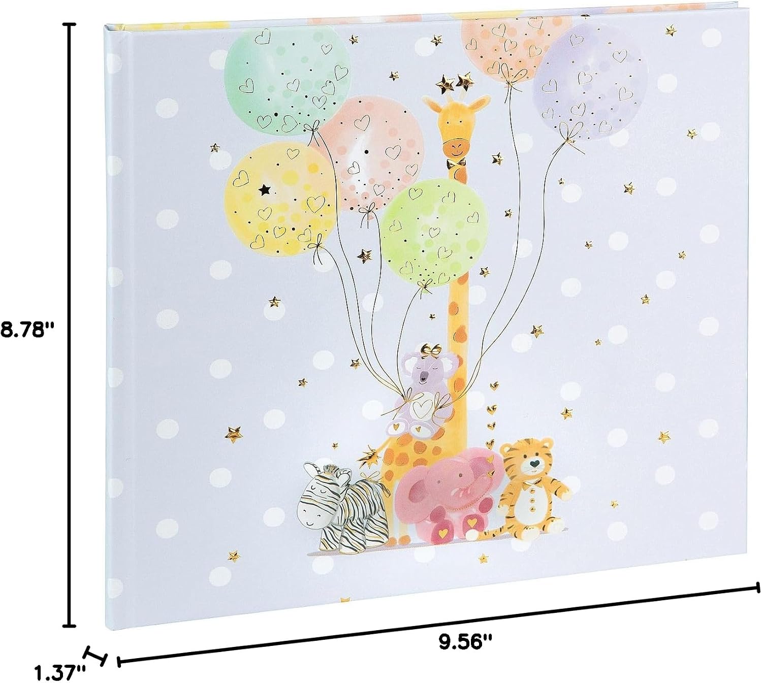goldbuch 50 403 Baby Diary Balloon Party Diary for Newborns, Memory Album with 100 Illustrated Pages, Art Print Cover with Animal Motif, Approx. 24.5 x 22.5 x 3.5 cm, Album in Blue