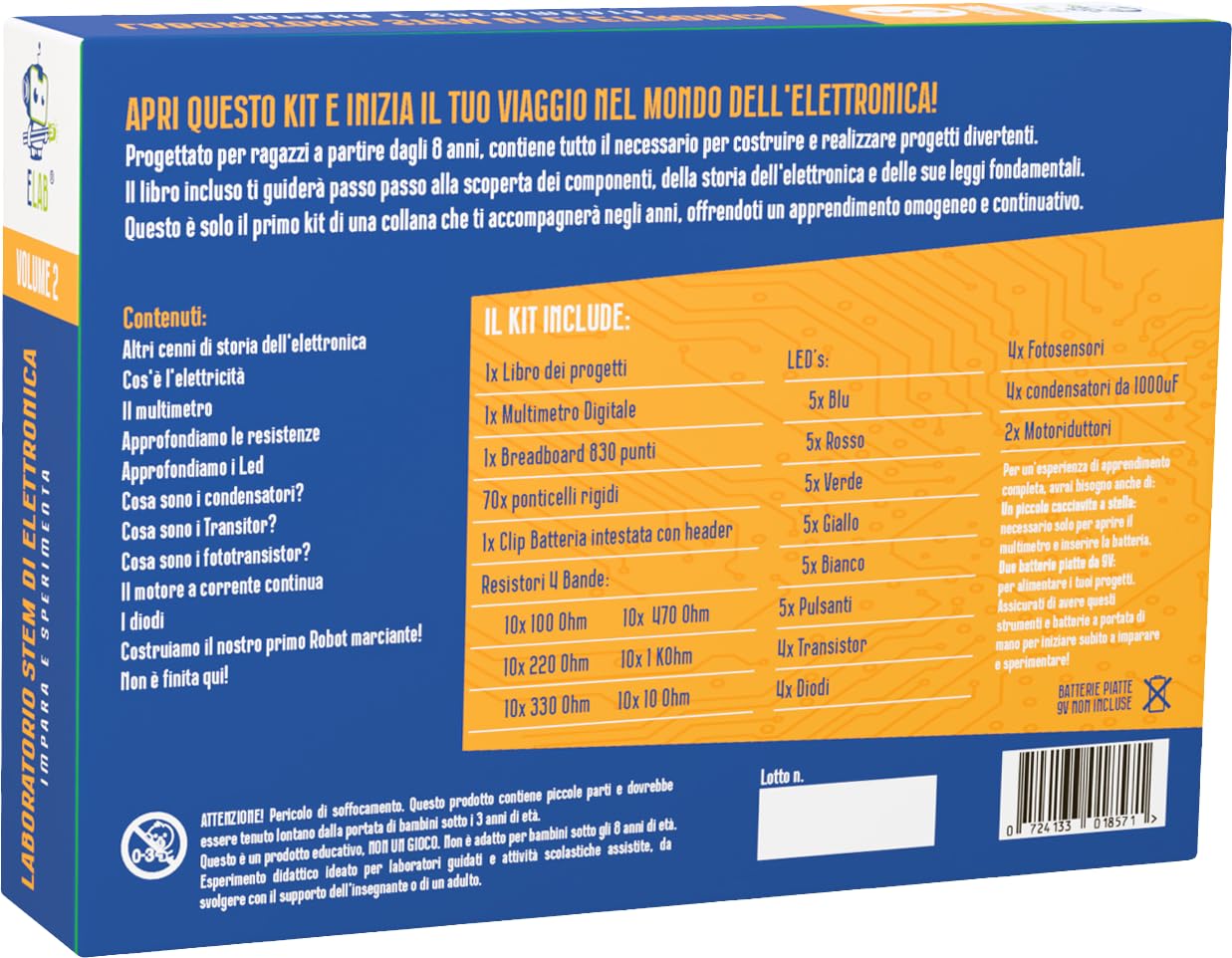 ELAB – Laboratorio di Elettronica: Impara e Sperimenta VOLUME 2 | Con manuale avanzato: approfondiamo il Volume 1 e introduciamo nuovi argomenti e circuiti reali