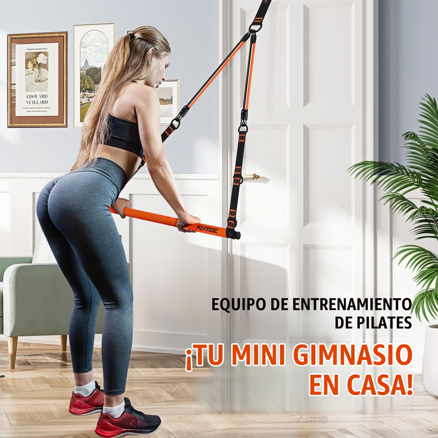 KUTIZE Kit de barra de pilates con bandas de resistencia, equipo de pilates, barra de pilates multifuncional para mujeres y hombres, kit de pilates para cadera, espalda, brazo, entrenamientos de