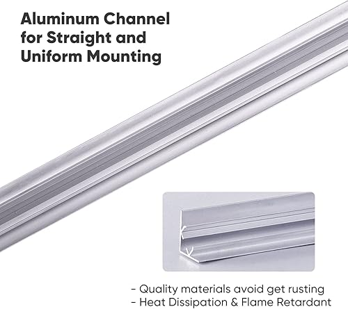 Miniatura 5 de Shine Decor Tira de luz blanca única ProSelect Lite y Eco de 3.3 pies1M de canal de aluminio, tiras de iluminación de esquina de pared en forma de V