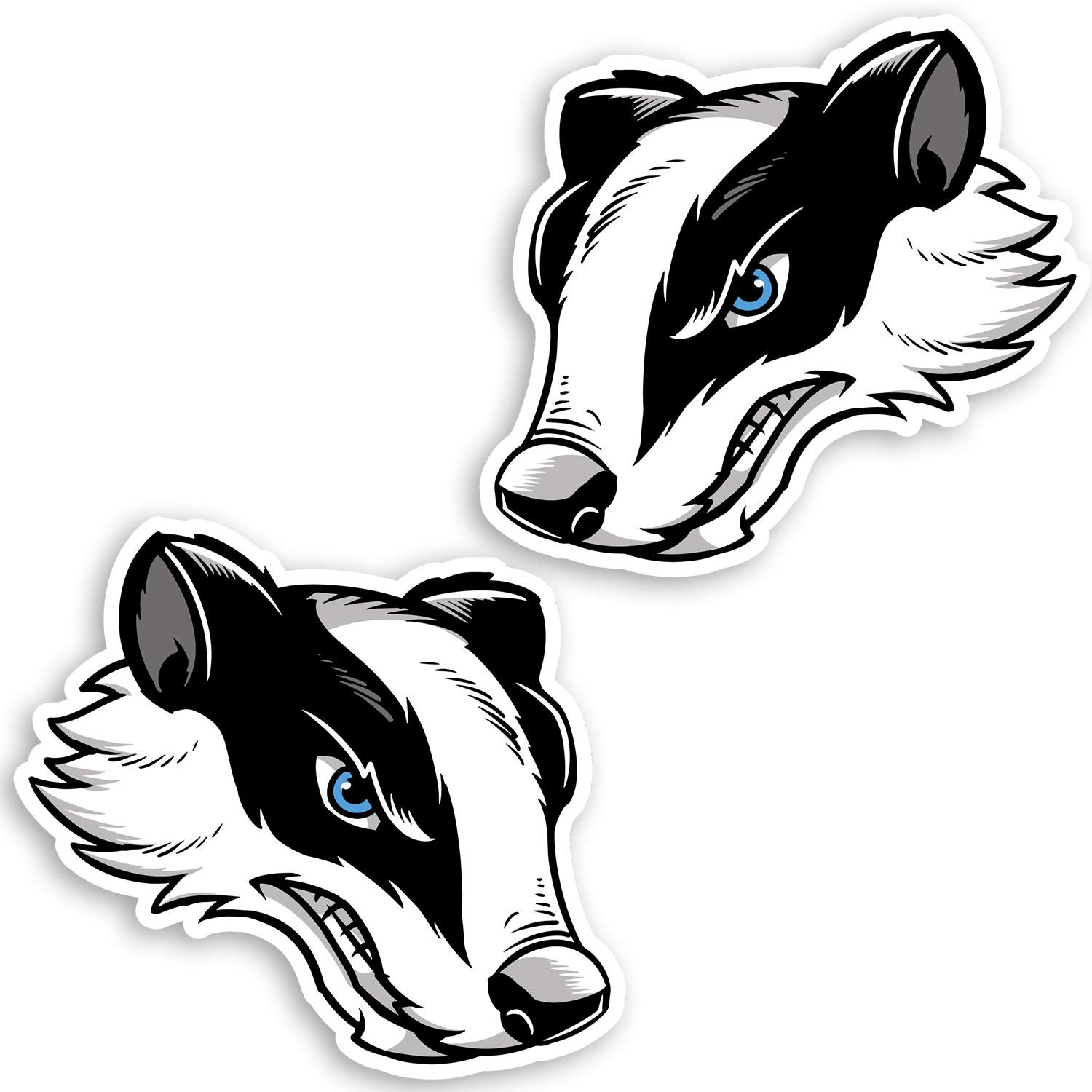 2 x 10cm Angry Badger Vinyl Stickers - Wild Animal Sticker #29804