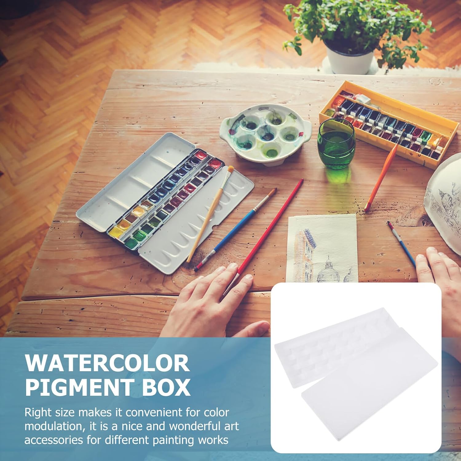 COHEALI 2pcs 25-Grid Watercolor Mixing Tray Painting Pigment Box with Hard Lid Portable Palette for Artists and DIY Art Supplies