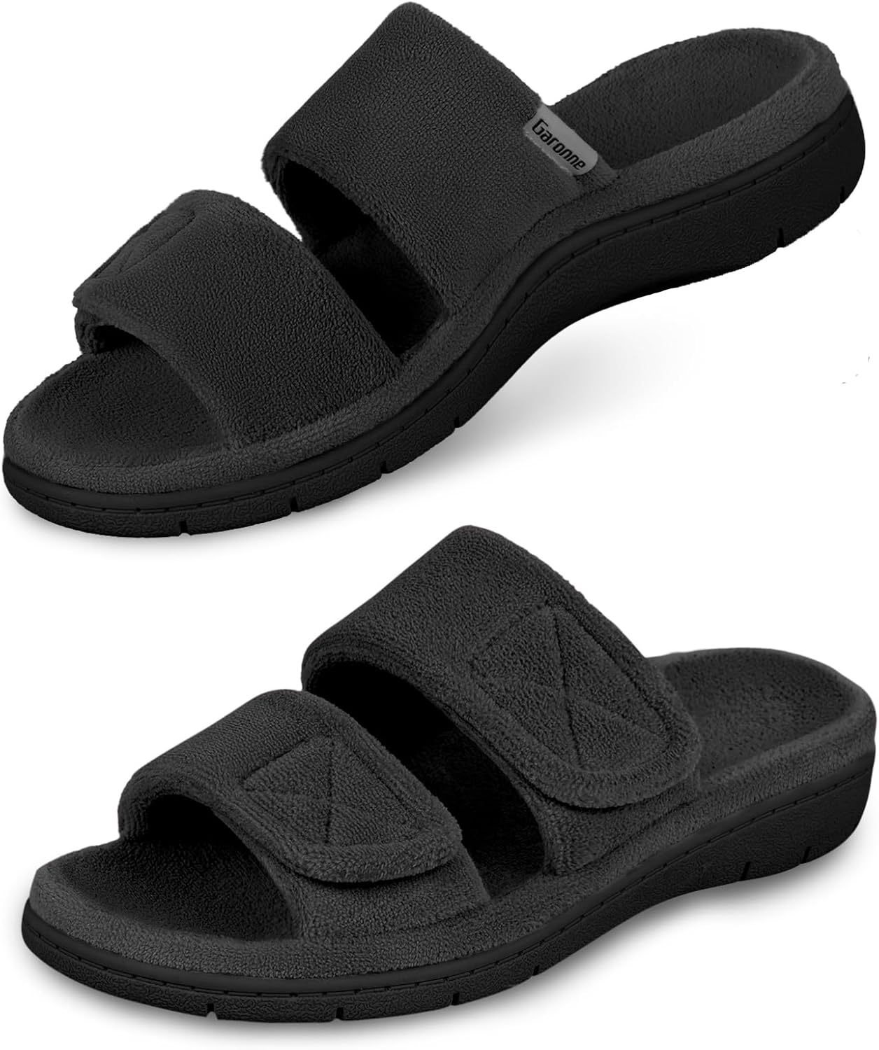 Garonne Women's Dual-Strap Adjustable Open-toe Slippers with Arch Support, Summer House Shoes for Women Indoor/Outdoor