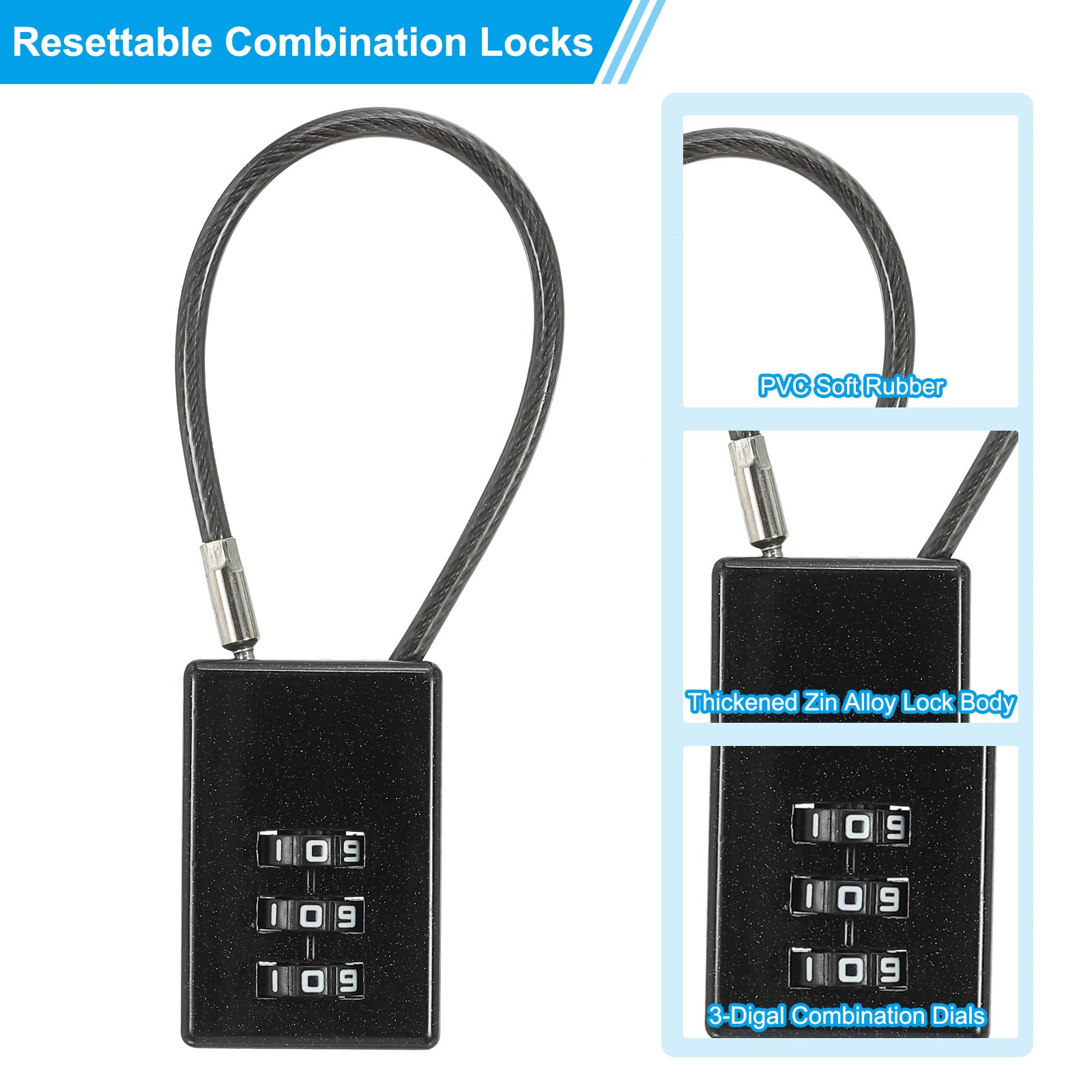 PATIKIL 2 Pack 3 Digit Combination Lock - Image 3