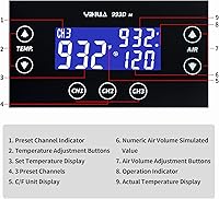 Vista 3 de YIHUA 993DM Touch-Screen Rework Station, Powerful 1000W with 3 Memories, Variable Precise Temperature (212°F to 932°F), Cool/Hot Air and more