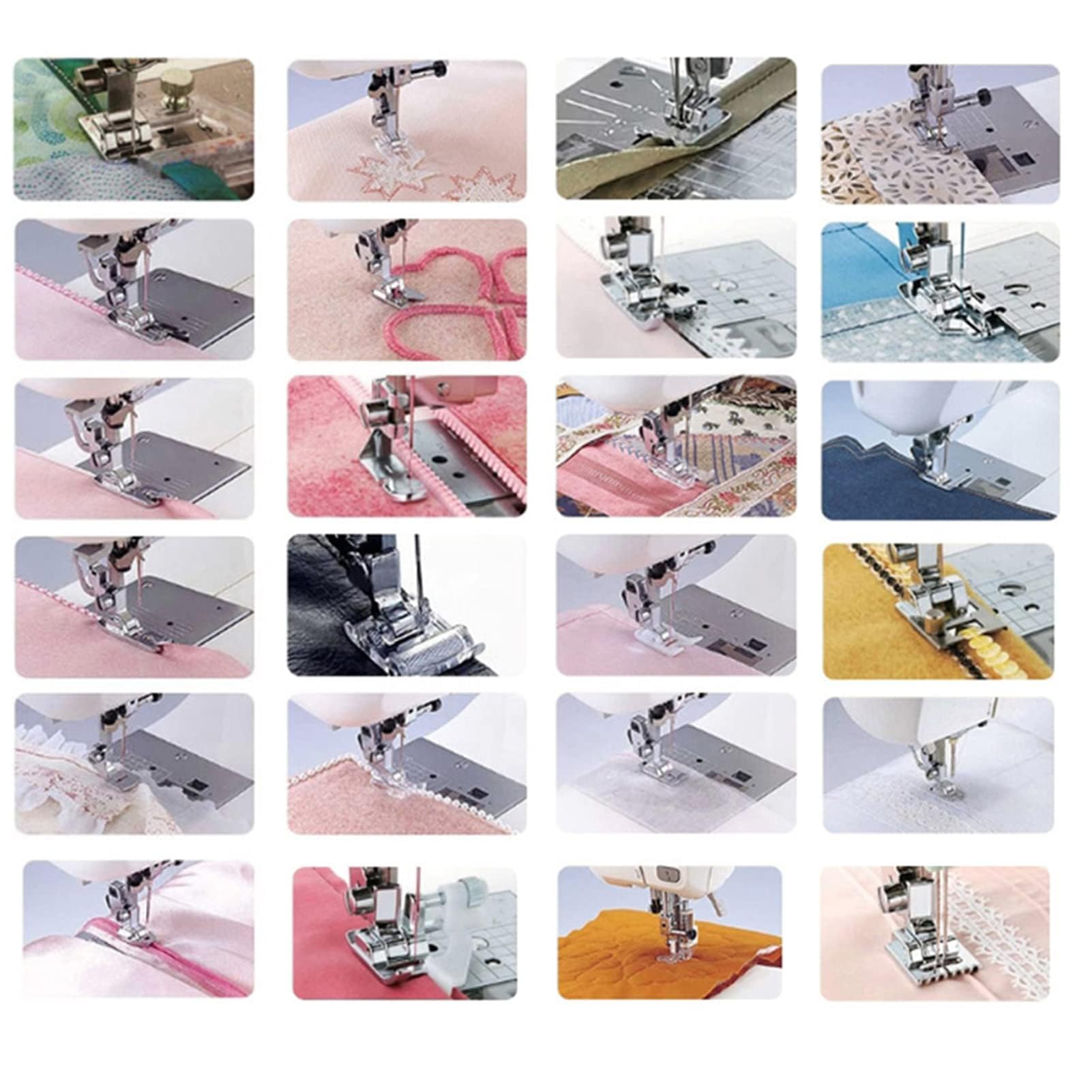 62 pièces Ensemble de Pieds-de-biche pour Machine à Coudre, Pied-de-biche à Ourlet roulé, kit de Pied-de-biche pour Broderie, Accessoire Multifonctionnel de Machine à Coudre pour