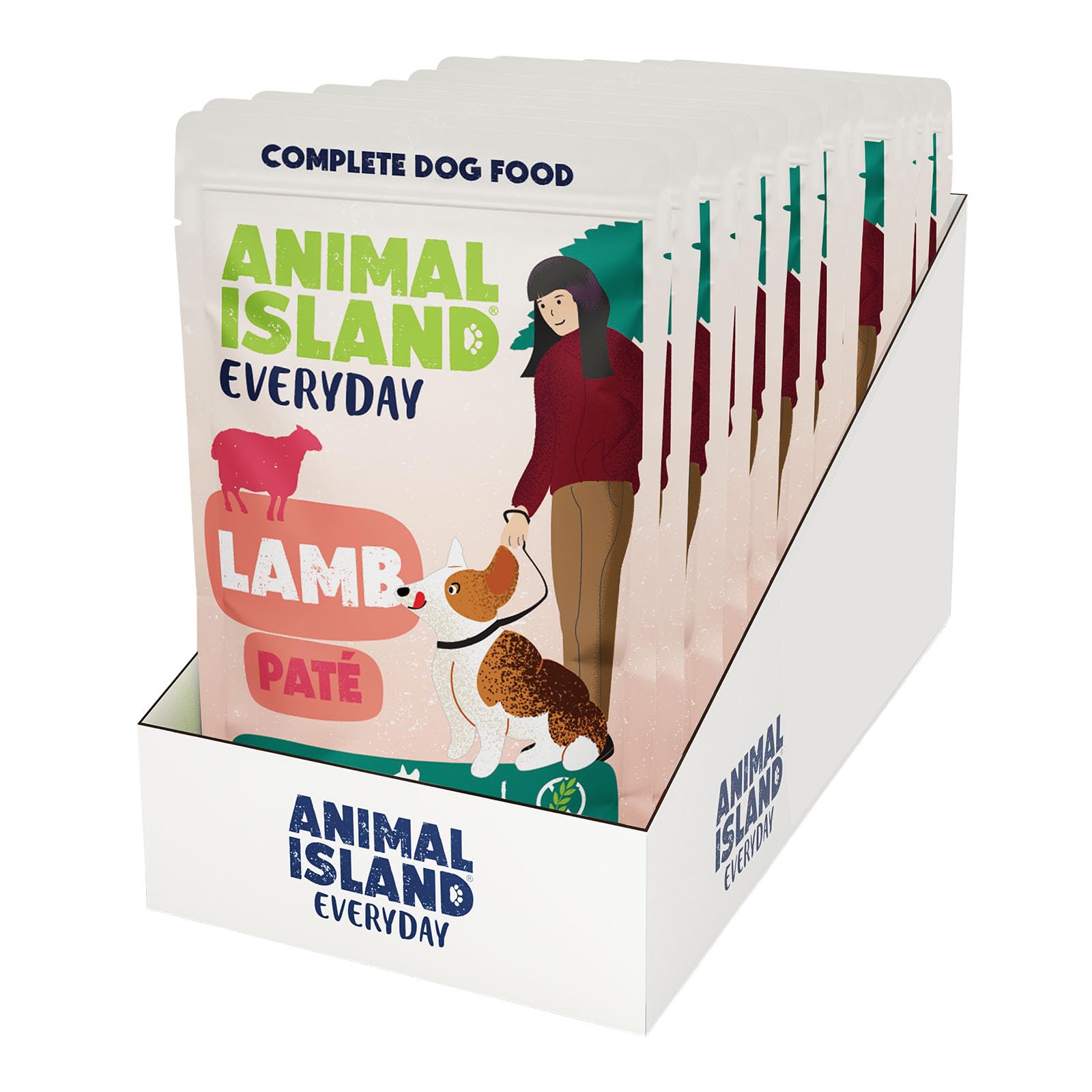 Animal Island Everyday Alimento Umido Cani Taglia Piccola Patè Agnello Maiale Tacchino Brodo Manzo Alimento Completo Bustina, 10 x 150g