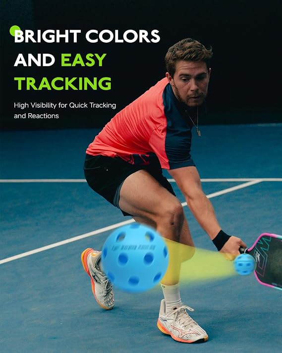 Warping Point Pickleball Balls | 26 Holes, 40 Holes | 4 Pack, 12 Pack | Meet USAPA Specifications | High Bounce Durable Practice Pickle Ball for Beginner & Intermediates | Orange, Blue, Yellow, Green