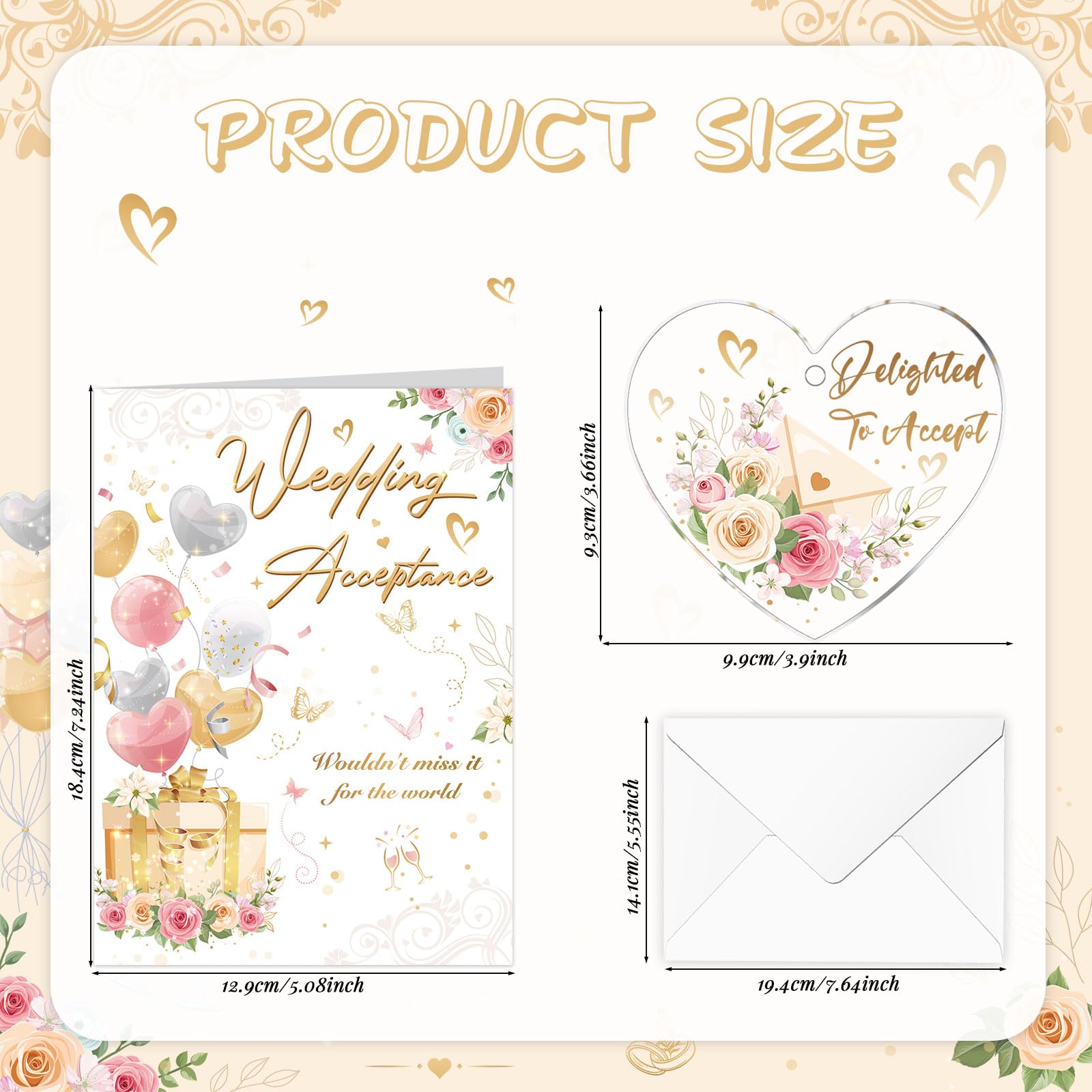 HOWAF Wedding Acceptance Card, Delighted To Accept Wedding Card, RSVP Cards Wedding Acceptance - Image 2