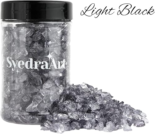 Miniatura 19 de Syedra - Juego de 3 piezas de vidrio triturado para manualidades, arte de resina, piezas de espejo de color triturado, 1 libra (amarillo)