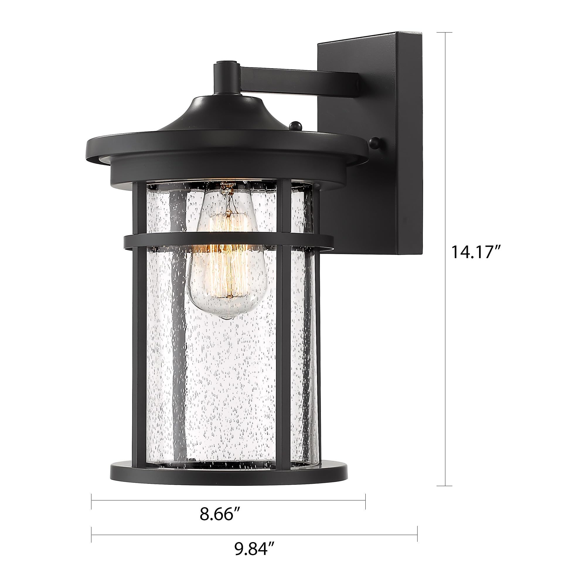 Casia Appliques murales d'extérieur - Lanterne murale d'extérieur - Luminaire mural extérieur - Lampes murales d'extérieur pour terrasse, porche, jardin, balcon (noir, 35,8 cm de hauteur)