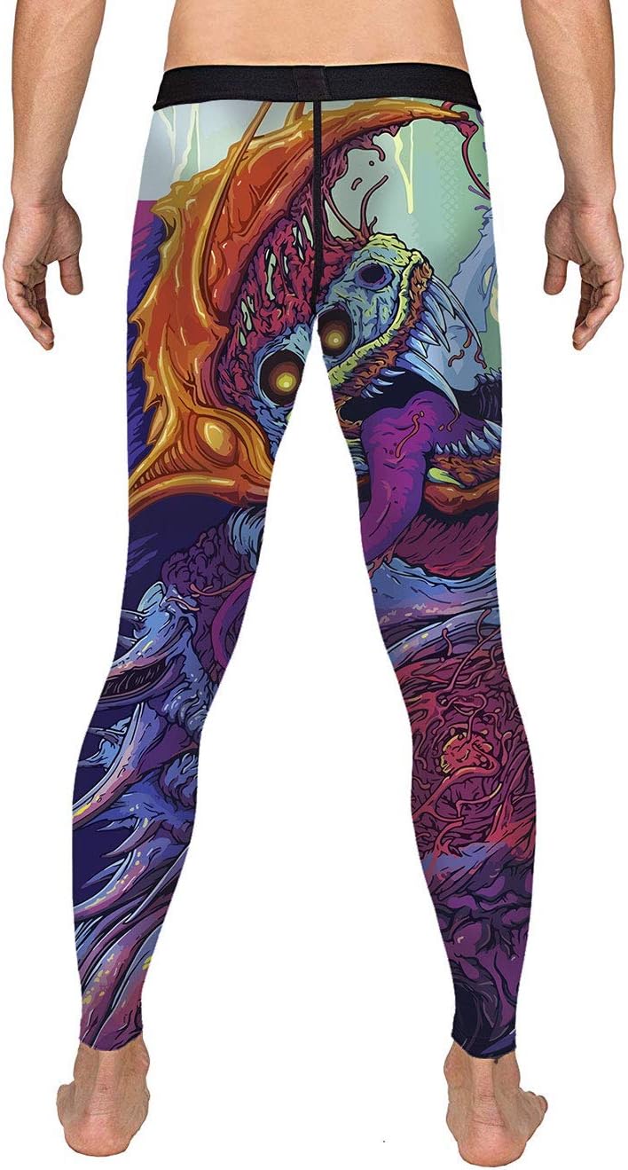 O2TEE Men's Novelty 3D Digital Printed Quick Dry Workout Athletic Tights Leggings Pants