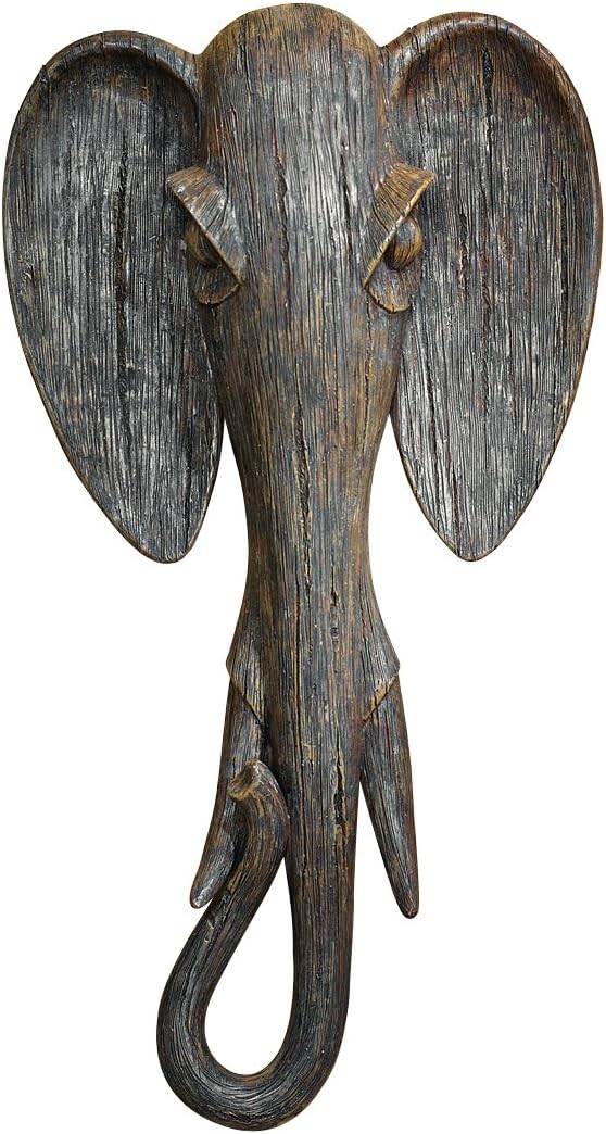 Design Toscano QS91812 Elephant Animal Mask of the Savannah Wall Decor Sculpture, Polyresin, Full Colour, 42 cm
