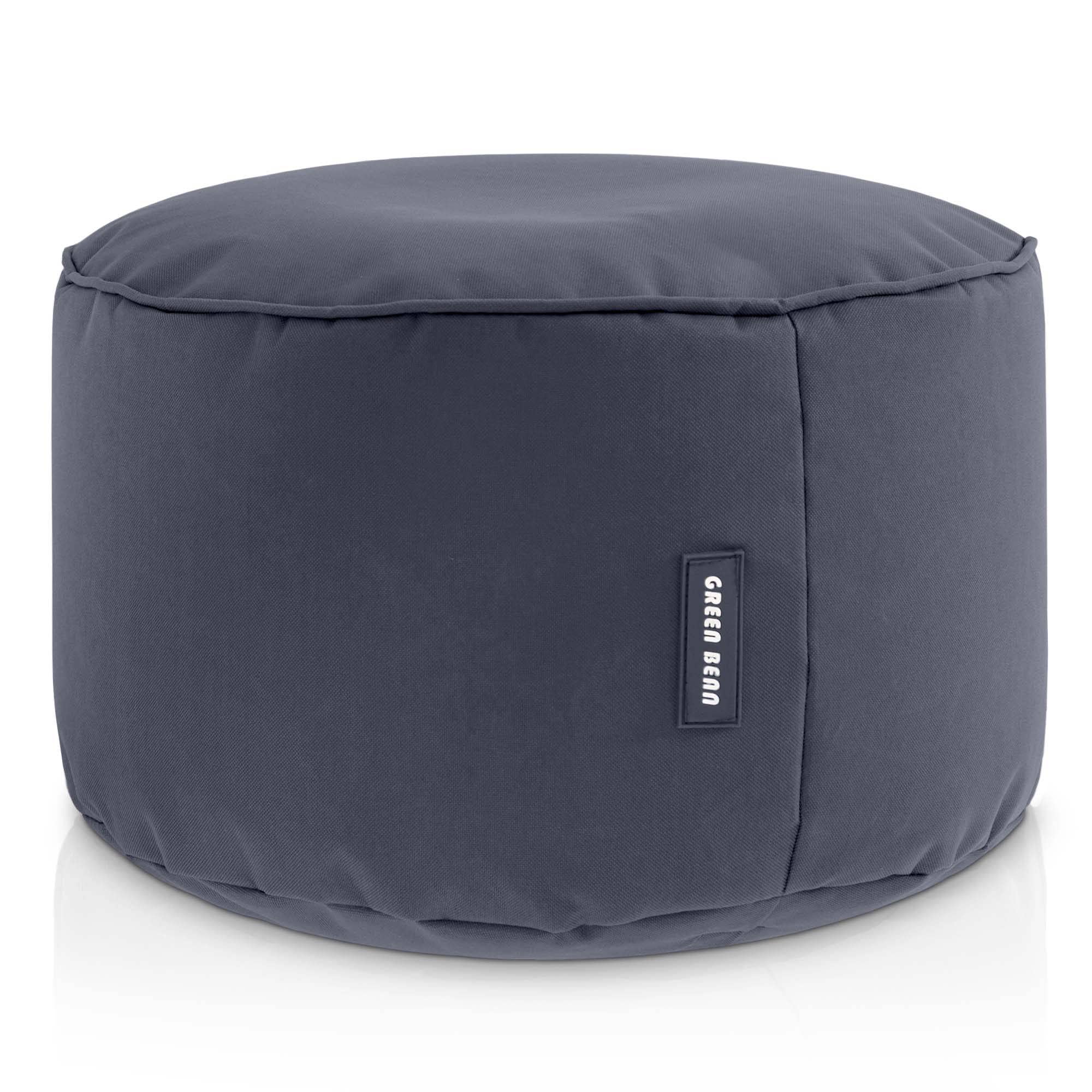 Green Bean© Pouf-Tabouret 25x45cm avec Remplissage de Perles EPS - Coussin pour Pieds Pouf Chaise - Coussin Sol pour Enfants & Adultes - Repose-Pieds Coussin Siège Gris Acier