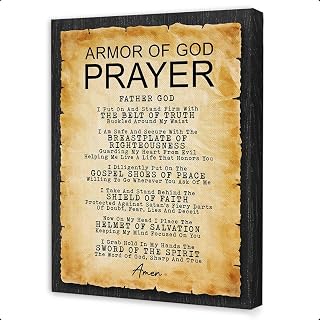 Armor of God Prayer Wall Art,Lords Prayer Canvas Wall Art,Christian Bible Verse Wall Decor,Scripture Religious Wall Decor for Prayer Room Church