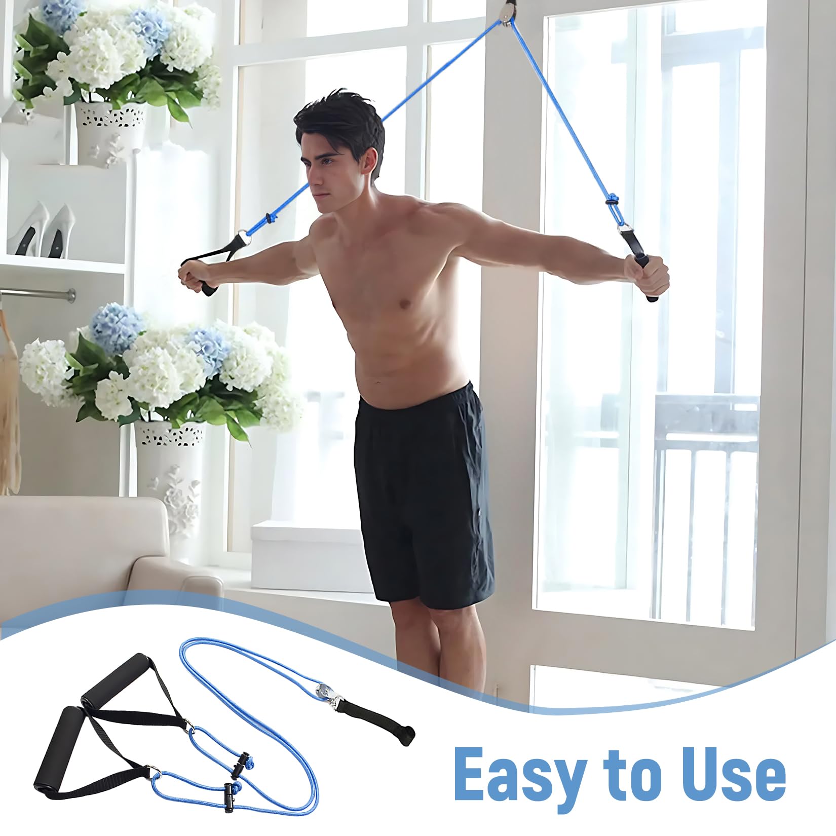 GothicBride Schultertrainer Seilzug Tür, Schultertrainer Pulley, Fitness Gymnastik Seil mit Handgriffe