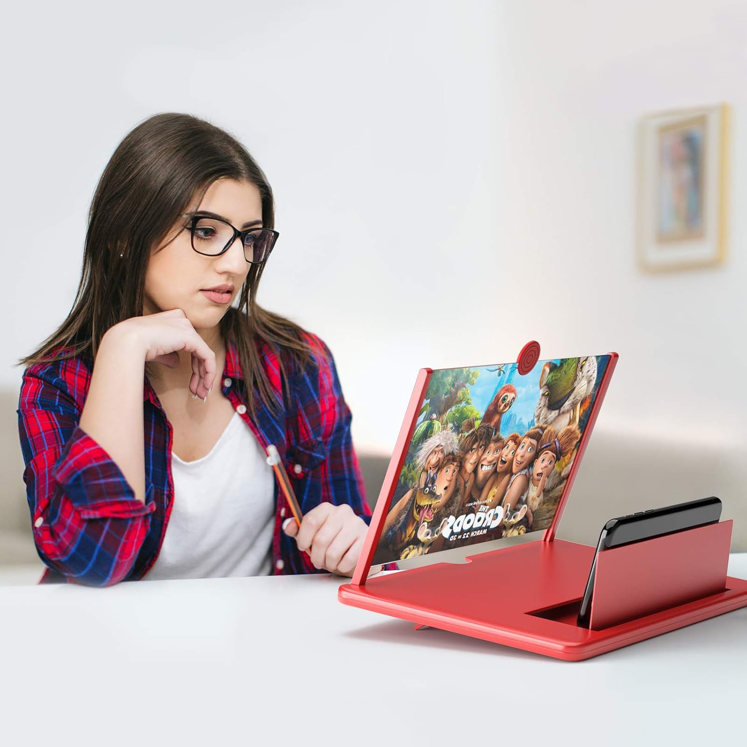 Losuda Amplificateur d'Ecran 12" HD: Protection Anti-Lumière Bleue pour Smartphone - Description