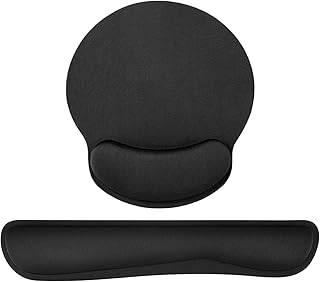 Keyboard Wrist Support and Mouse Mat, Gel Gaming Keyboard and Mouse Wrist Rest Pad, Comfortable Ergonomic Wrist Support Mat with Memory Foam for Computer Laptop Office Working - Black