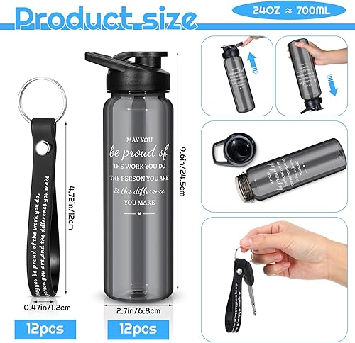 Miniatura 2 de Lallisa 24 piezas de regalos de agradecimiento para empleados, 12 botellas de agua de plástico de 24 onzas a granel y 12 letreros de agradecimiento