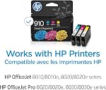 Cartouches d'encre originales HP 910 Cyan, Magenta, Jaune (3-Pack) | Compatible avec HP OfficeJet 8018, 8022; HP OfficeJet Pro 8020, 8025, 8035 | Éligible pour Instant Ink | 3YN97AN