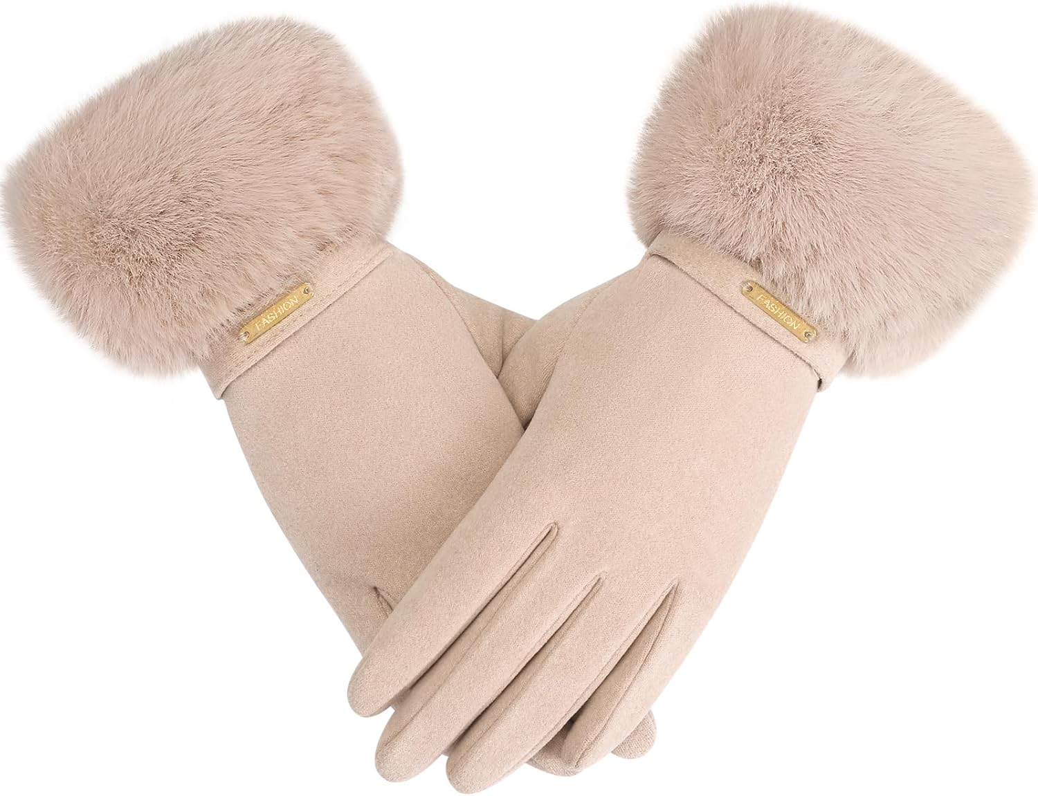 Beign Gloves For Women - Elastic Faux Fur Cuffs Winter Gloves Women Touch Screen