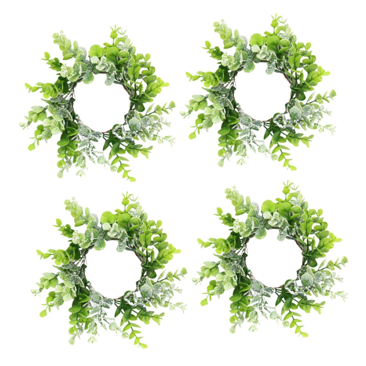Zerodeko 2 Sätze Kerzengirlande Kerzenring Kranz Dekorationen Eukalyptus Drinnen Verlassen Blätter Realistisch Hochzeit Mittelstücke Weihnachtskranz Girlande Eisen Green 4 Stück * 2