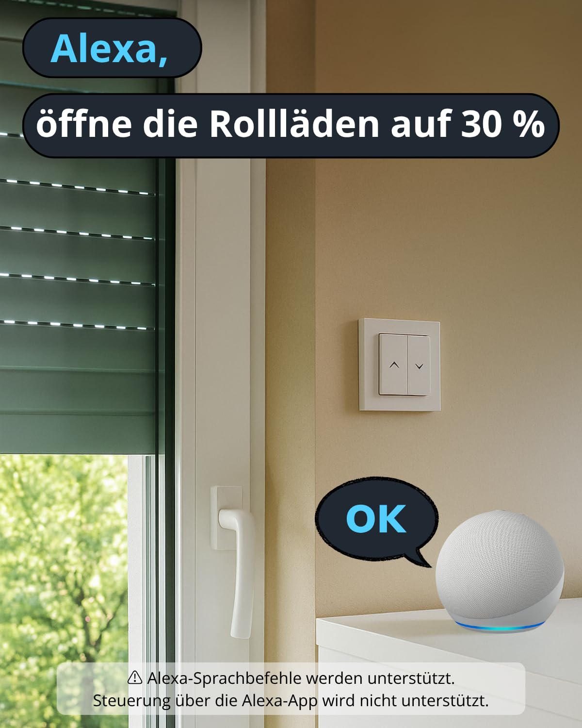 LoraTap WLAN Rollladenschalter-Modul 2er Set: 0–100% Öffnung per App