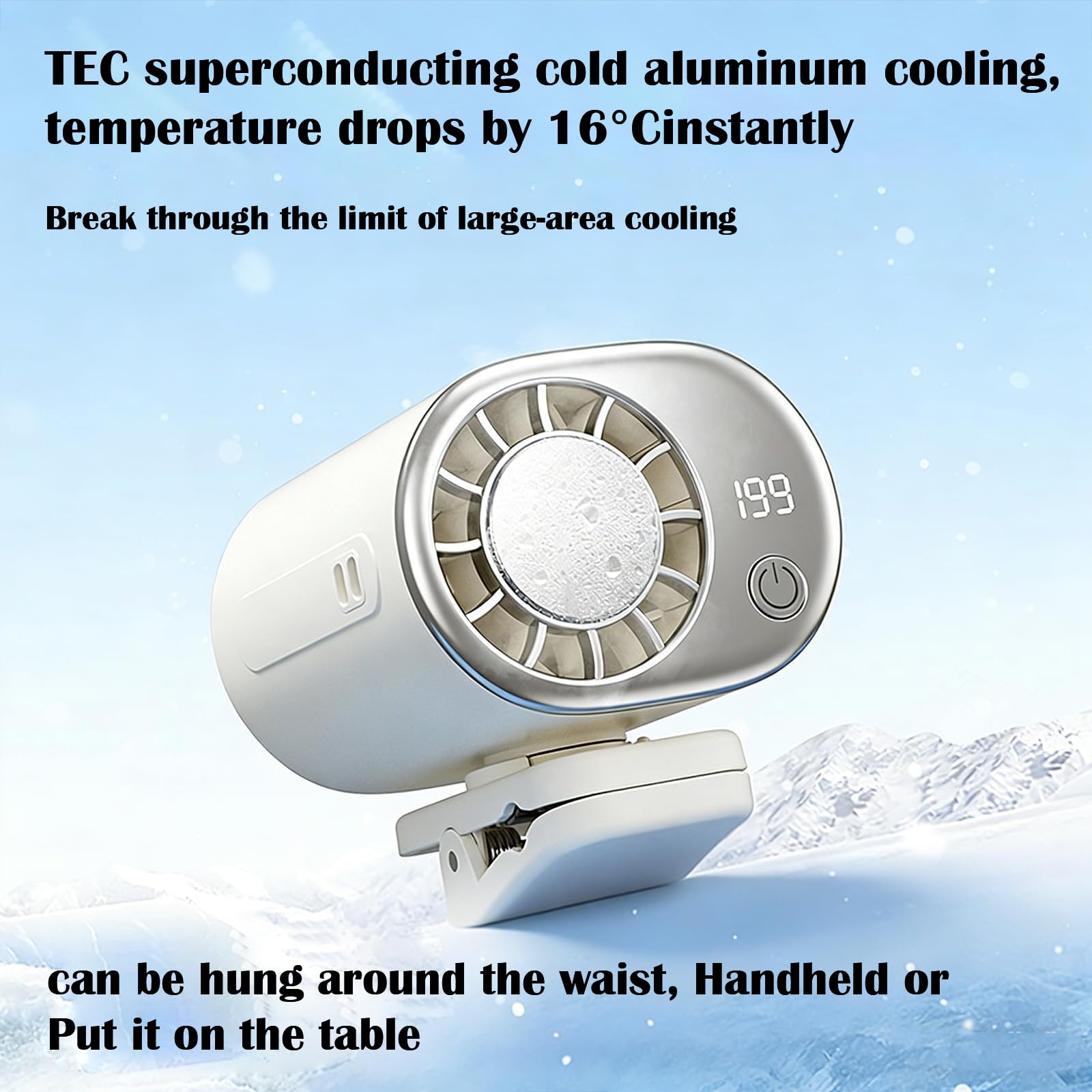 2026 Car Clip on Air Conditioner Fan with LED Display - 360° Rotation, 199 Speeds Adjustable, USB Rechargeable Personal Cooling Fan, for Car Visor, Backseat Kids, Office Desk (Black,Standard) — view 3