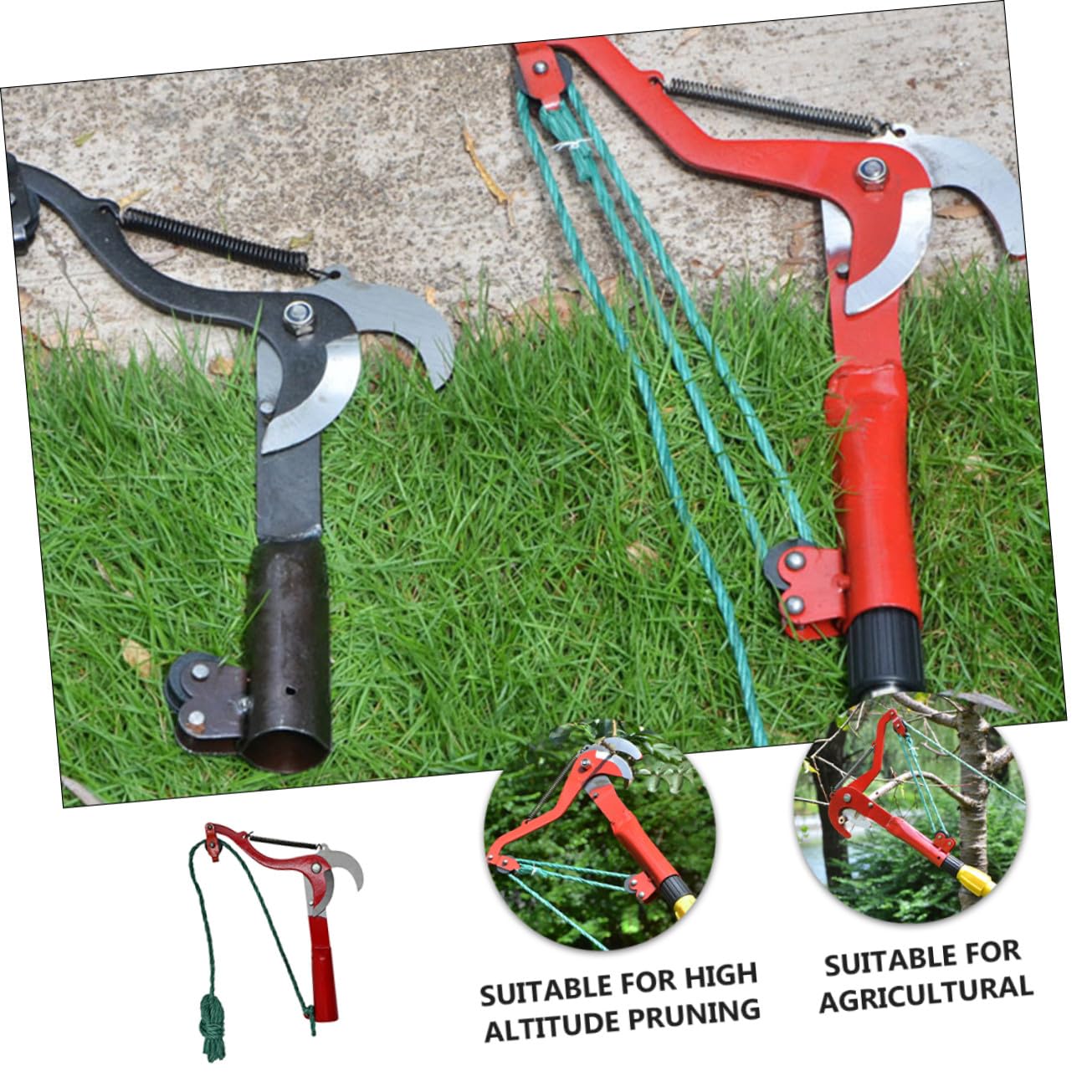 Pflanzenschneider Gartenschere ohne Stange aus Stahl, Rot für Zweige | Seil, Rebschere für Sträucher, Gartenschneidegerät mit Seil, Herbst Feier