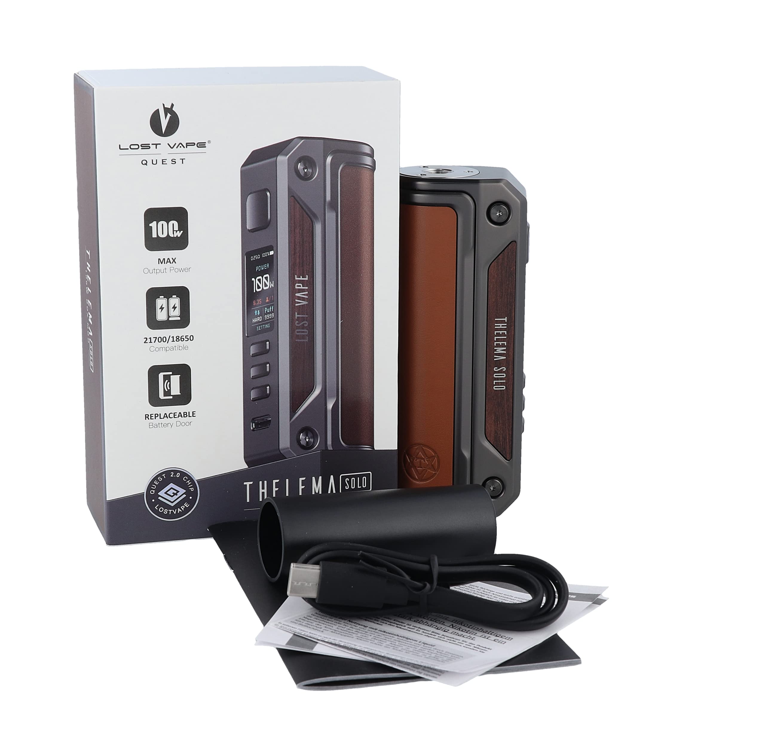 Lost Vape Thelema Solo Akkuträger - 100 Watt - mehrere Dampfmodi (gunmetal-carbon)