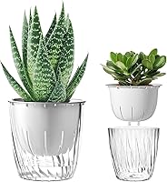 Vista 14 de Macetas de riego automático para plantas de interior, macetas, maceta de riego automático, 2 piezas de 4 + 5.3 pulgadas, rayas negras