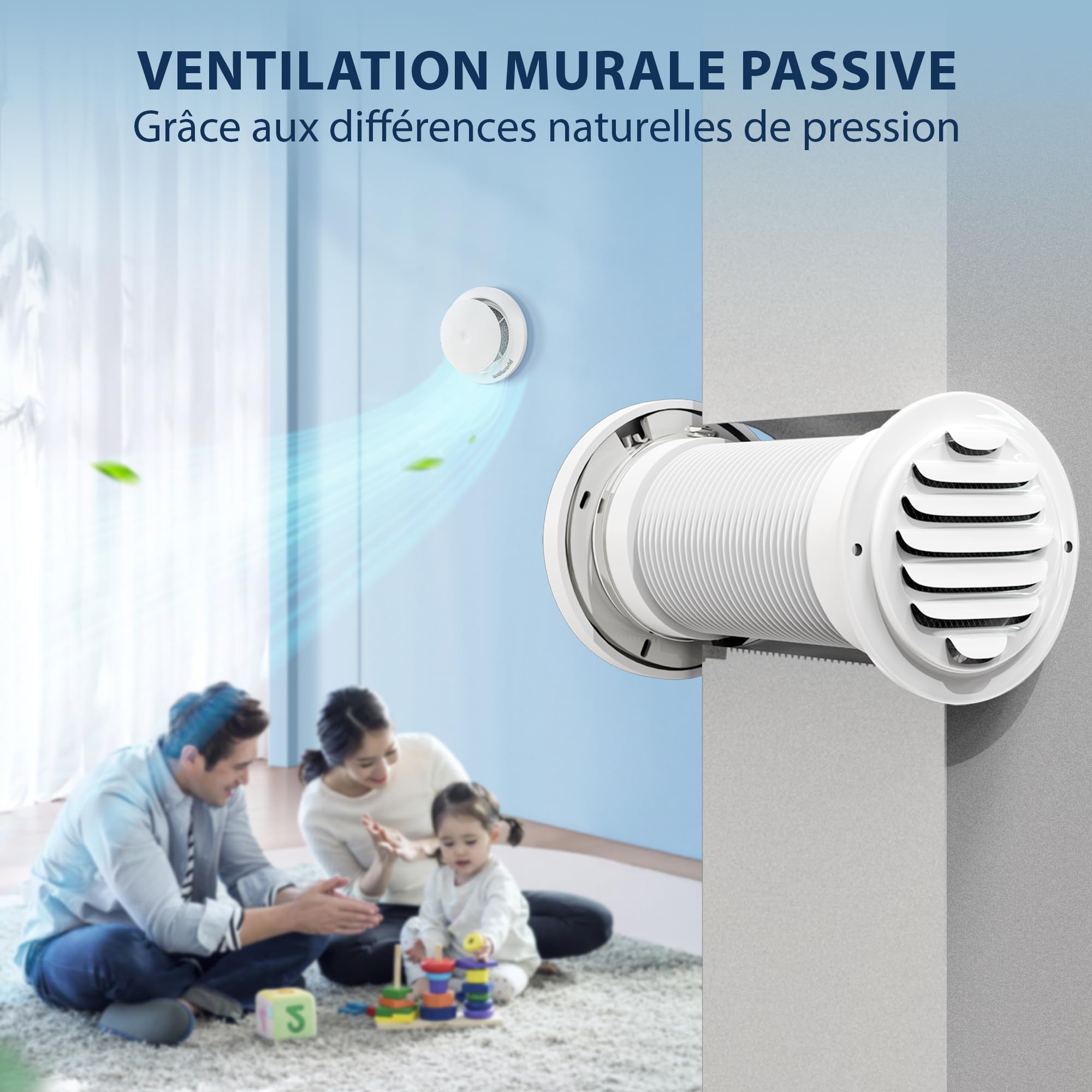 Grille d’Aération Murale Passive 100 mm avec Filtre