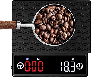Digital Kaffeewaage mit Timer, Tragbare Espressowaage mit LED-Display, 0,1g/2kg Präzise Espressowaage mit Automatischer Zeitmessung, Wiederaufladbarer USB-C küchenwaage für Pour-Over, Filterkaffee