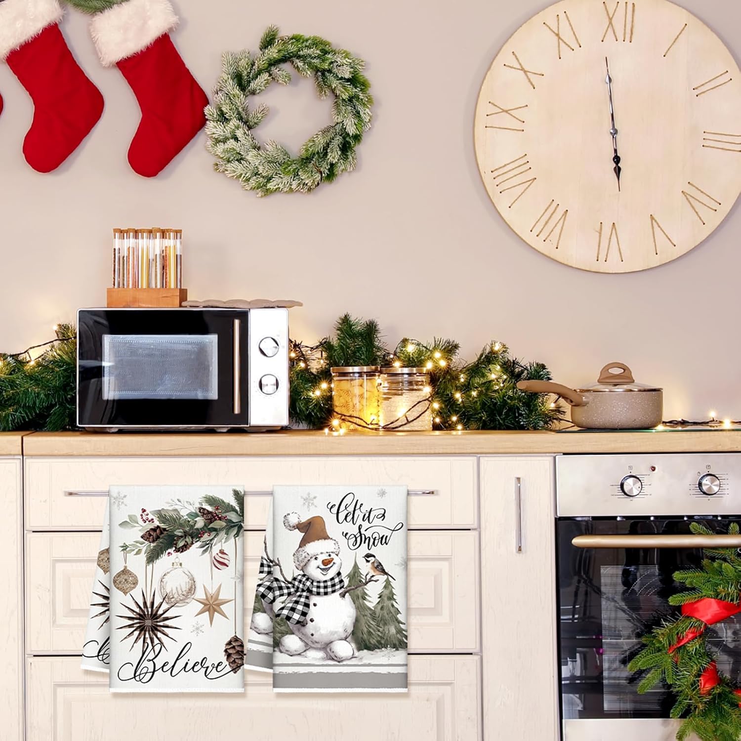 6 Pcs Christmas Kitchen Towels Winter Dish Towel 21 x 14 Inch Decorative Neutral Bathroom Hand Towel Absorbent Holiday Tea Towel Gray White Christmas Decor for Kitchen Farmhouse Gift - Image 6