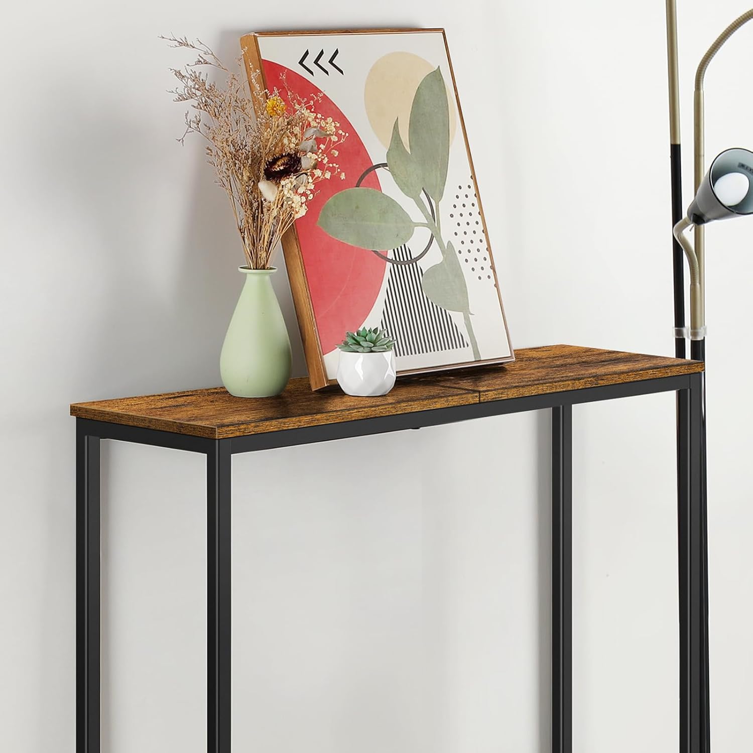 YBING Narrow Console Table Small Entryway Table Couch Table Behind Sofa Side Table Entrance Table for Hallway, Bedroom, Living Room, Foyer, Rustic Brown