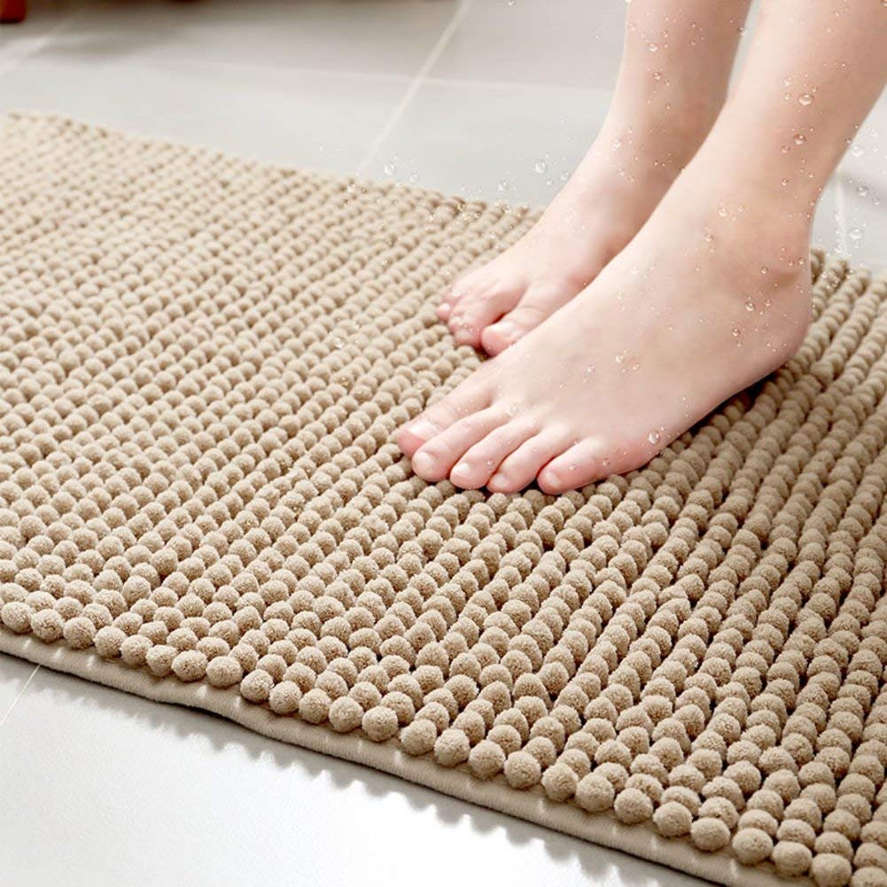 Tappeto da Bagno Peluche, ciniglia Tappeto Assorbente Accogliente Confortevole Microfibra Antiscivolo Tappeto-caffè 50x80 cm (20x31 Pollici)