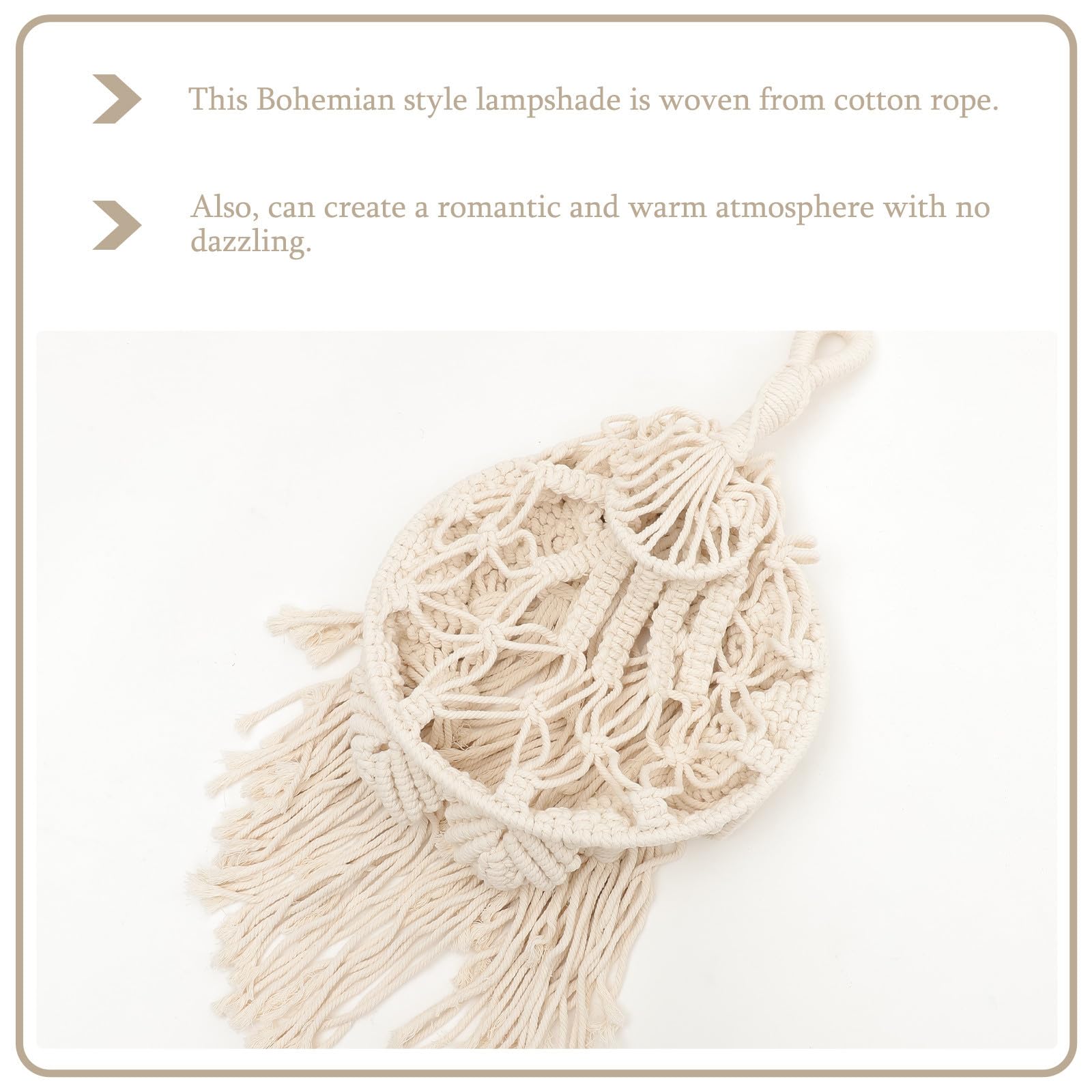 GANAZONO Coprilampada Intrecciato in Stile Boho Corda di Cotone, Paralume per Lampada a Sospensione, Adatto per Matrimoni e Decorazioni di Feste Stili multipli