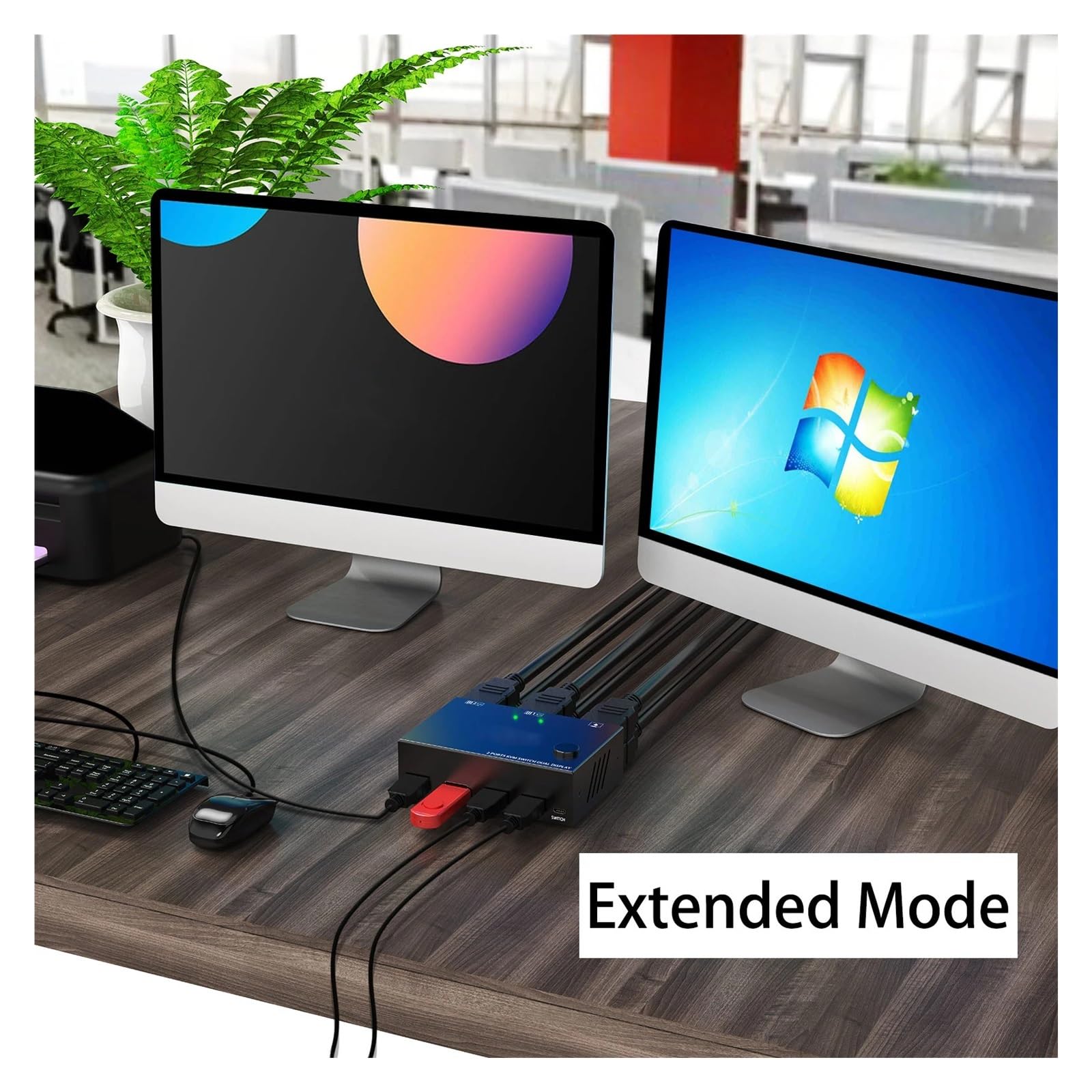 Convertitore Digitale, Switch KVM for 2 PC e monitor, doppio, supporto display compatibile, 4K USB .0, switch