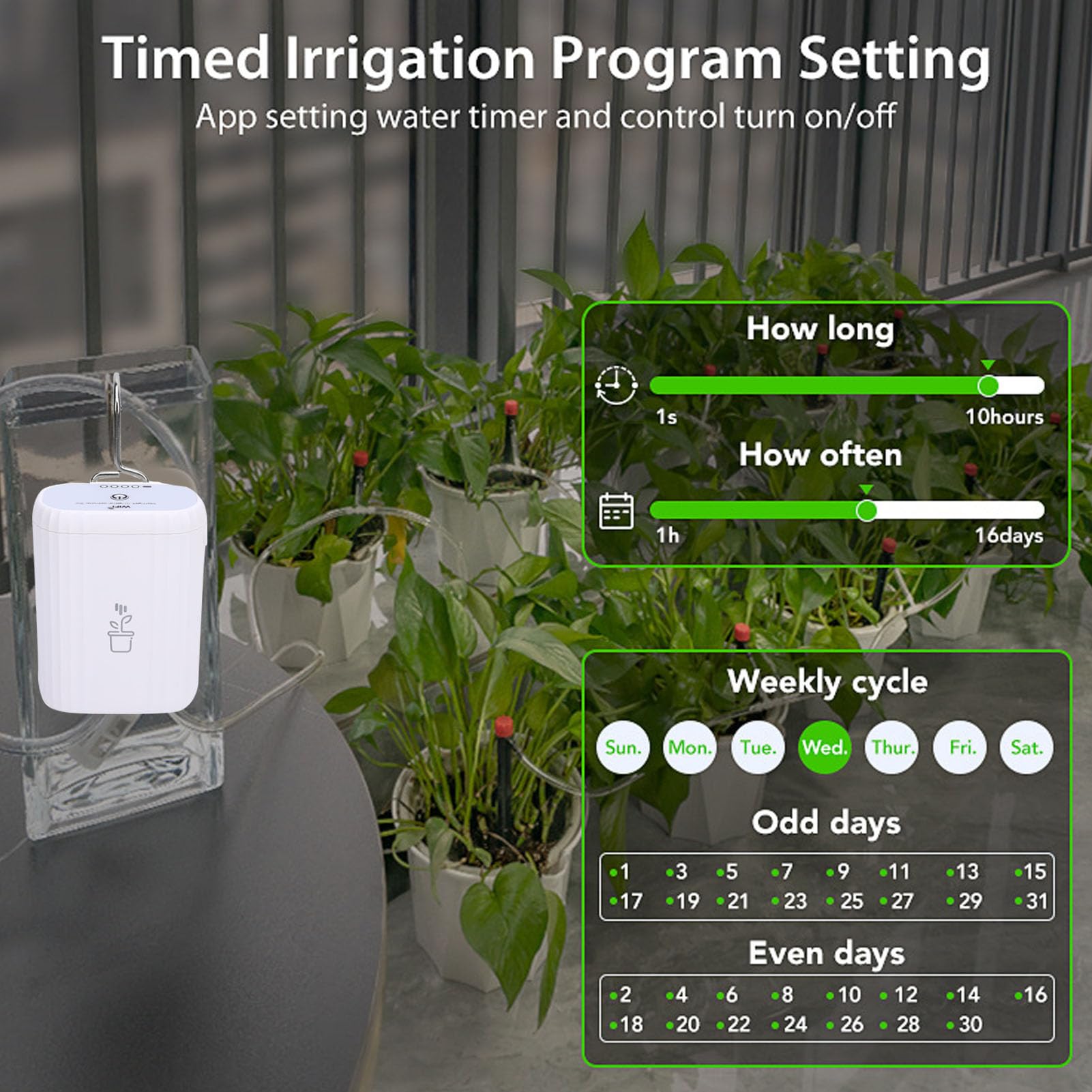 Irrigatore Automatico per Piante WIFI, Kit di Irrigazione a Goccia Intelligente con Avviso di Carenza D'acqua e Telecomando per Piante in Vaso da Interni Tende per la Crescita