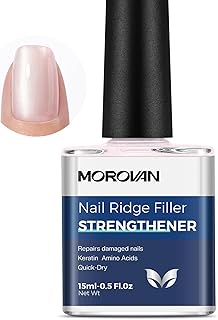Morovan Nail Strengthener and Growth: Sparkle Pink Nail Polish Hardener for Damaged Nails Natural Concealer Foundation Air Dry Prevents Discoloration Essential Manicure Care Gift Women