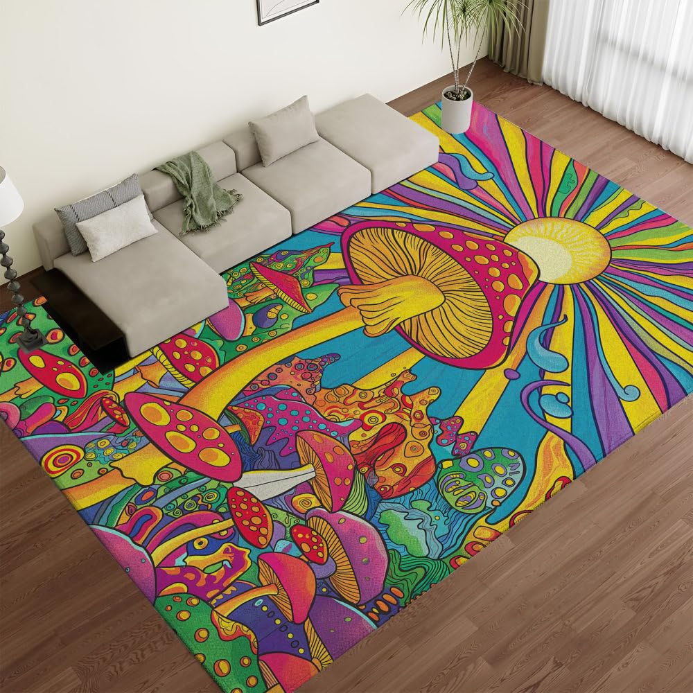 Tapis doux à poils courts lavable pour effacer les taches dans un salon rétro