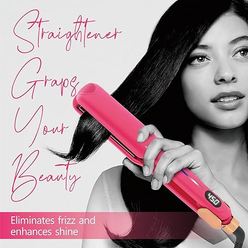 Miniatura 9 de Plancha de pelo infrarroja rosa, plancha plana ancha de titanio de 450 F, calentamiento rápido de 30 segundos, alisador y rizador de cabello 2 en 1,