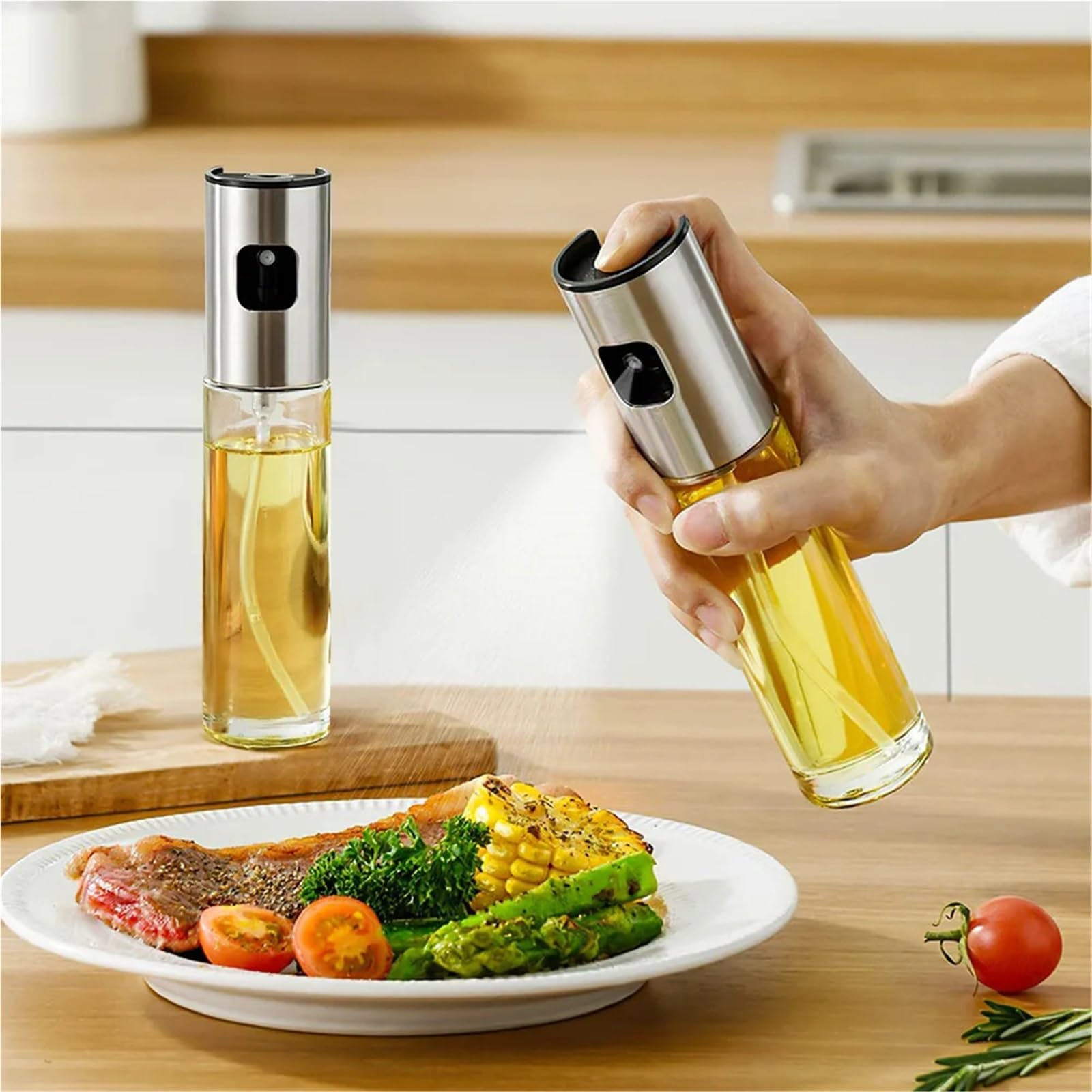 Spruzzino Olio, 2 Pezzi Di Spruzzatore Olio In Vetro Per Cucinare Spray Mister Per Insalata, Barbecue, Cucina, Cottura, Strumenti Per Bottiglie Aceto Vuote,per Friggitrice ad aria,Insalata